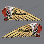 Indian Motorcycle Chief War Bonnet Gas Tank Bike Sticker Emblem Decals Left and Right Pair Tan