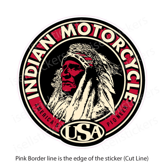 Indian Motorcycle Head Vintage Round Bumper Sticker Window Decal