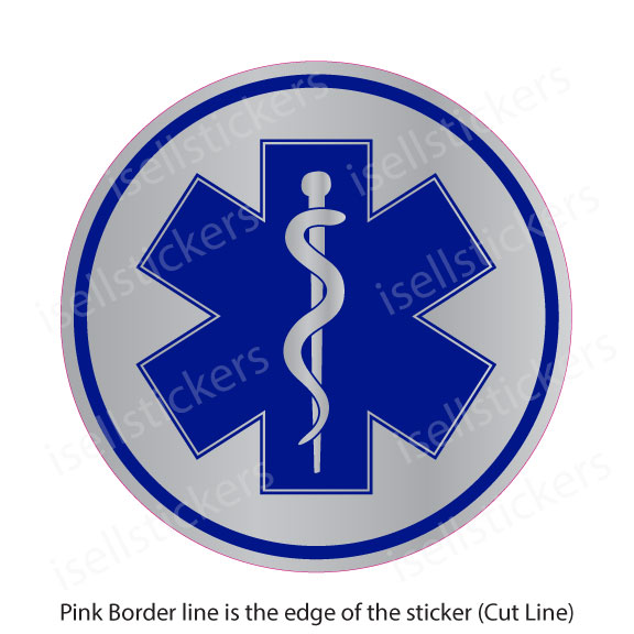 Reflective EMS Star of Life Emergency Bumper Sticker Vinyl Window Decal ...