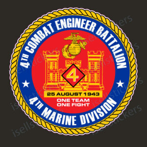 4th Marine Combat Engineer Battalion USMC Bumper Sticker Vinyl Window Decal - Image 3