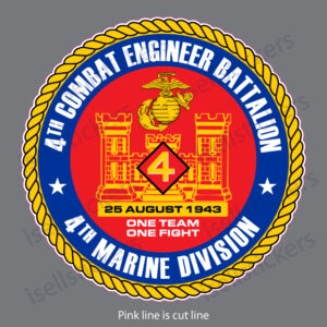 4th Marine Combat Engineer Battalion USMC Bumper Sticker Vinyl Window Decal - Image 4