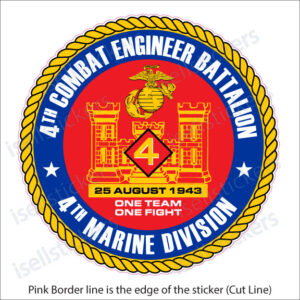 4th Marine Combat Engineer Battalion USMC Bumper Sticker Vinyl Window Decal - Image 2