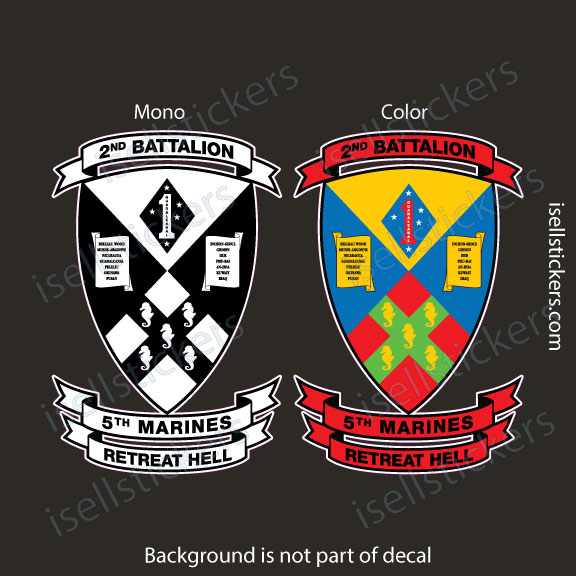 2nd Battalion 5th Marine Regiment Camp Pendleton Retreat Hell Bumper Sticker Window Decal - Image 2