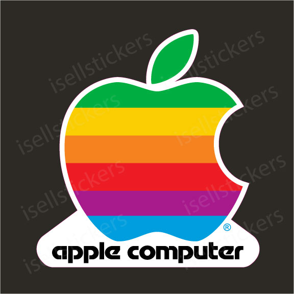 Classic Apple Mac Computer Rainbow Retro Car Bumper Sticker Window Decal