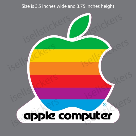 Classic Apple Mac Computer Rainbow Retro Car Bumper Sticker Window Decal