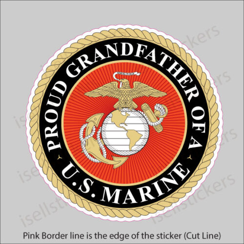 Proud Grandfather of a US Marine Military Bumper Sticker Window Decal