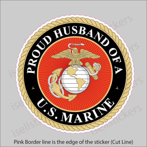 Proud Husband of a US Marine Military Bumper Sticker Window Decal