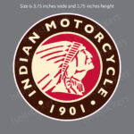 Indian Motorcycle Head Round Red Brown 1901 Decal Sticker