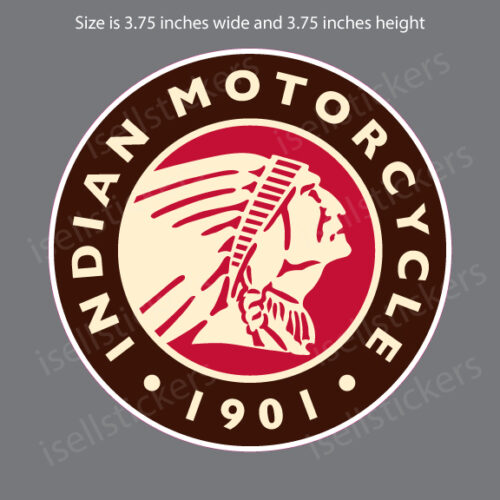 Indian Motorcycle Head Round Red Brown 1901 Decal Sticker