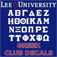 Lee University Greek Clubs plus Decals and Stickers