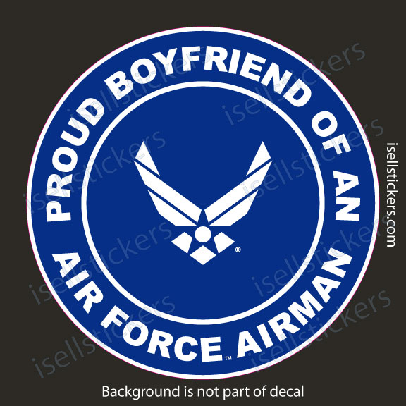 Proud Boyfriend of an Air Force Airman Military USAF Bumper Sticker Window Decal Blue - Image 3