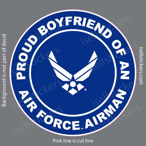 Proud Boyfriend of an Air Force Airman Military USAF Bumper Sticker Window Decal Blue