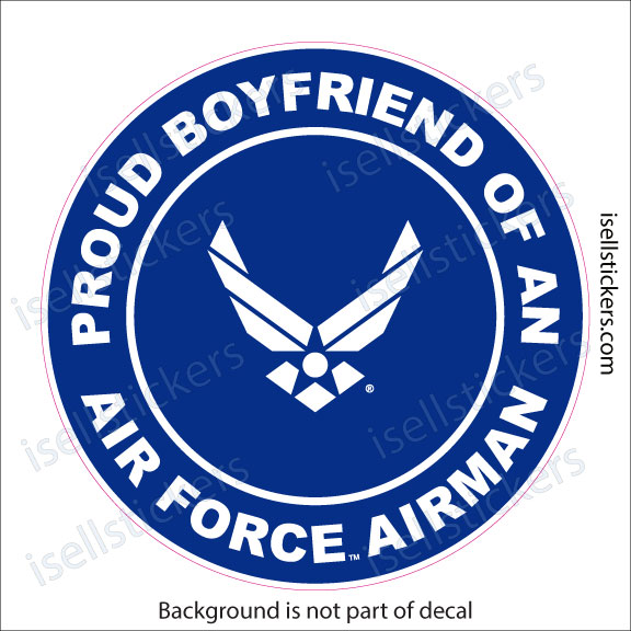 Proud Boyfriend of an Air Force Airman Military USAF Bumper Sticker Window Decal Blue - Image 2