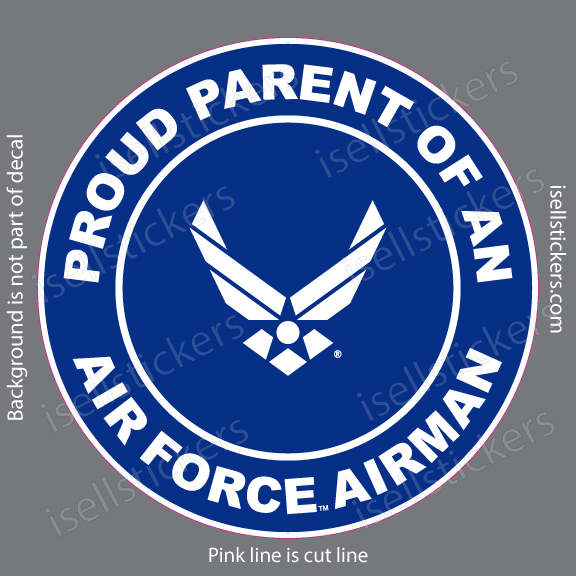 Proud Parent of an Air Force Airman Military USAF Bumper Sticker Window Decal Blue