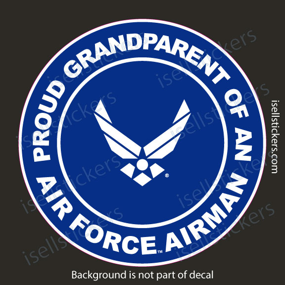 Proud Grandparent of an Air Force Airman Military USAF Bumper Sticker Window Decal Blue - Image 3