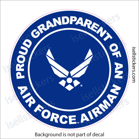 Proud Grandparent of an Air Force Airman Military USAF Bumper Sticker Window Decal Blue - Image 2