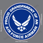Proud Grandparent of an Air Force Airman Military USAF Bumper Sticker Window Decal Blue
