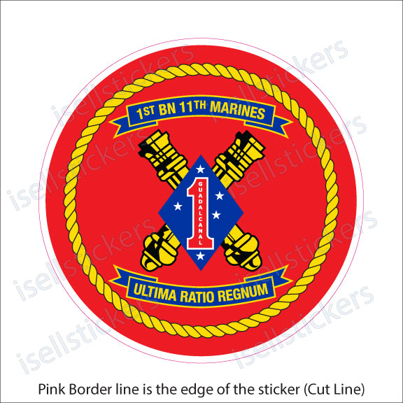 1st Battalion 11th Marine Corps Military Bumper Sticker Window Decal