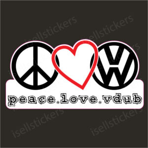 VW-101-BR Hippy Peace Love Vdub Volkswagen Swag Decal Sticker