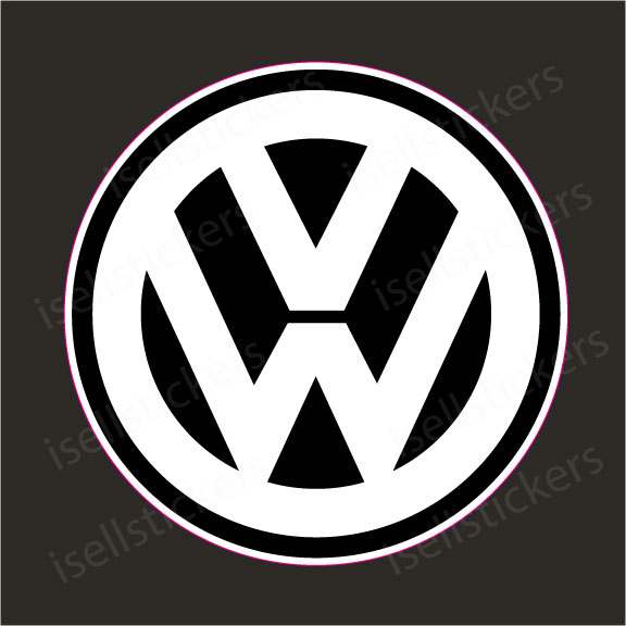 VW Volkswagen Logo Automobile Black White Window Decal Bumper Sticker