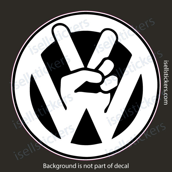 Stylized white W logo with a hand showing the peace sign inside a black circle.