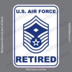 Air Force Retired Senior Master Sergeant with Diamond E8 Rank Bumper Sticker Window Decal