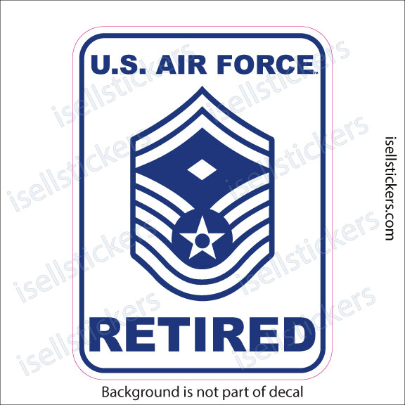 Air Force Retired Senior Master Sergeant with Diamond E8 Rank Bumper Sticker Window Decal - Image 2