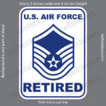 Air Force Retired Master Sergeant E7 Rank Bumper Sticker Window Decal