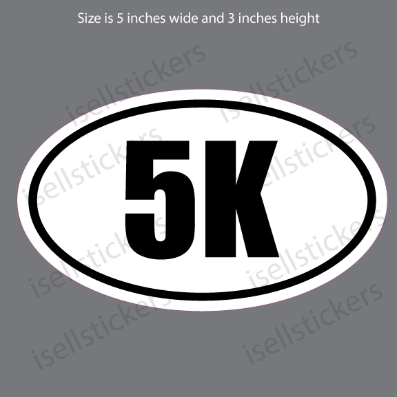 Choose Size & Color 5K Vinyl Sticker Decal Euro Oval Run Marathon Race