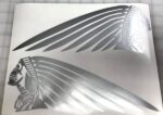 Indian Motorcycle Skeleton Skull Elongated Feathers Gas Tank Bumper Sticker Window Decal 11 inch