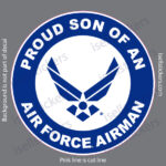 Proud Son of an Air Force Airman Bumper Sticker Window Decal White