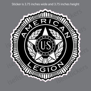American Legion US War Veterans Logo Black Car Bumper Sticker Window Decal