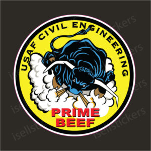 US Air Force Military USAF Civil Engineering Prime Beef Bumper Sticker Window Decal