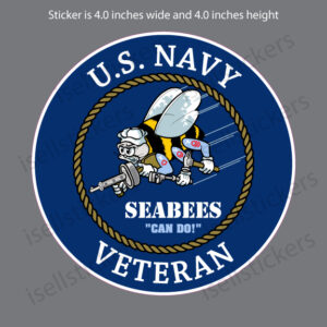 MADI Distressed United States Navy Flag Seabees Sticker 6inch Decal for Car Bumper Truck Window Laptop Auto 
