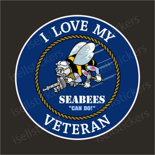 I Love My US Navy Seabee USN Bumper Sticker Vinyl Window Decal