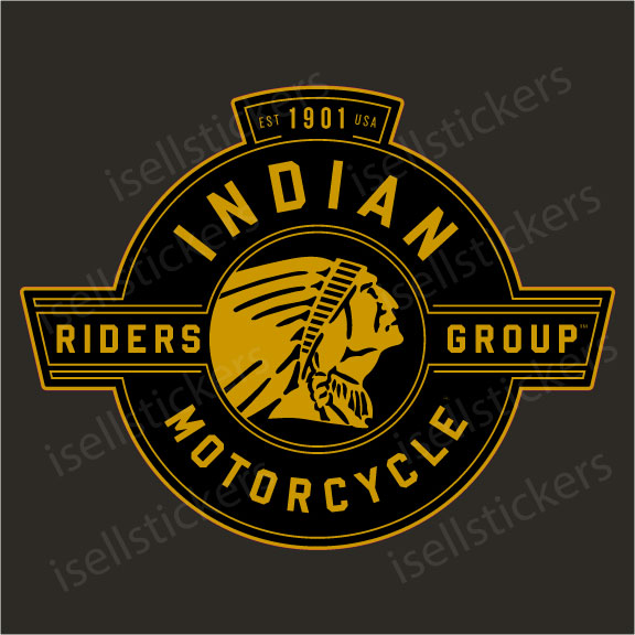 BM-12090 Indian Motorcycle Riders Group Gold Black Window Sticker Window Decal