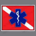 Rescue Diver Flag Star of Live EMT EMS Caduceus Decal Sticker