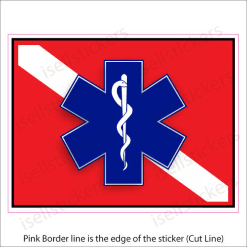 Rescue Diver Flag Star of Live EMT EMS Caduceus Decal Sticker