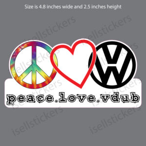 VW-101-TD Tie-Dye Hippy Peace Love Vdub Volkswagen Swag Decal Sticker