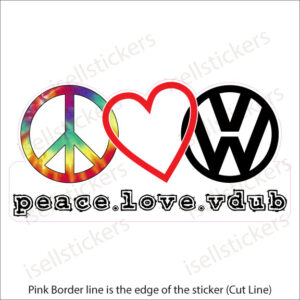 VW-101-TD Tie-Dye Hippy Peace Love Vdub Volkswagen Swag Decal Sticker