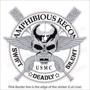 USMC Marine Corps Amphibious Force Recon Skull Crossed Oars Paddles Decal Sticker
