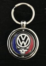 VW Volkswagen Keyring Grateful Dead Head Metal Ring Domed Decal Double-Sided Key Fob