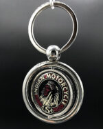 Indian Motorcycle 1901 Keyring Keychain Silver Metal Ring Classic Domed Decal Double-Sided Key Fob