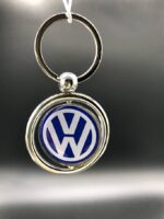 VW Volkswagen Key Ring Silver Metal Ring Domed Decal Double-Sided Key Fob