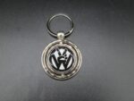 VW Volkswagen Keyring Keychain Peace Sign Silver Metal Ring Domed Decal Double-Sided Key Fob
