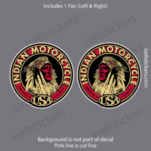 Indian Motorcycle Headdress Vintage Bike Bumper Sticker Window Decal Pair