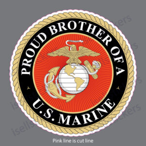 Proud Brother of a US Marine Corps Military USMC Window Decal Bumper Sticker
