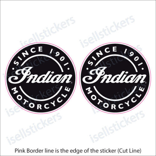 Indian Motorcycle Helmet Reflective 1901 Logo Decal Sticker Black Pair