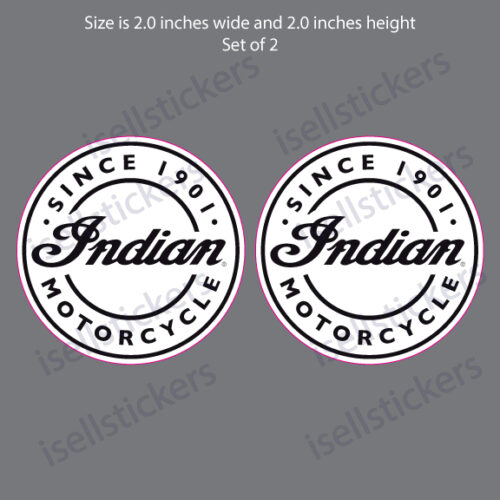 Indian Motorcycle Helmet Reflective 1901 Logo Decal Sticker Black Pair
