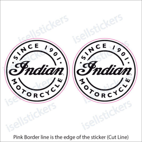 Indian Motorcycle Helmet Reflective 1901 Logo Decal Sticker Black Pair